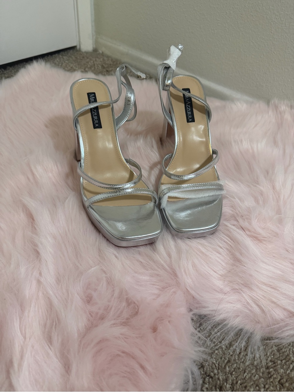 Silver Strappy High Heel Sandals